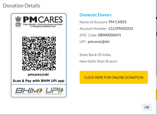PM-Cares fund online paymet 1