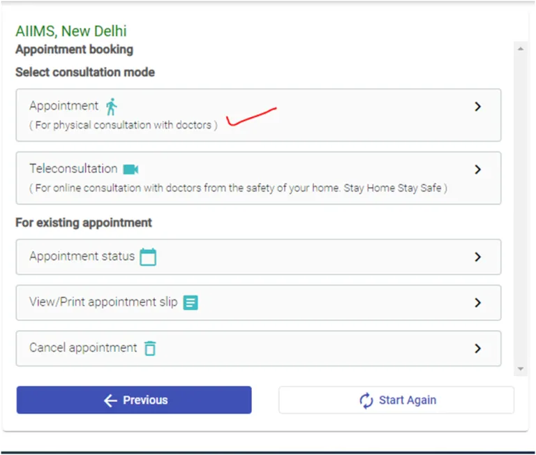 AIIMS Delhi Online Appointment 